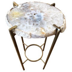 Smokey Gray and White Quartz Geode Tea Table