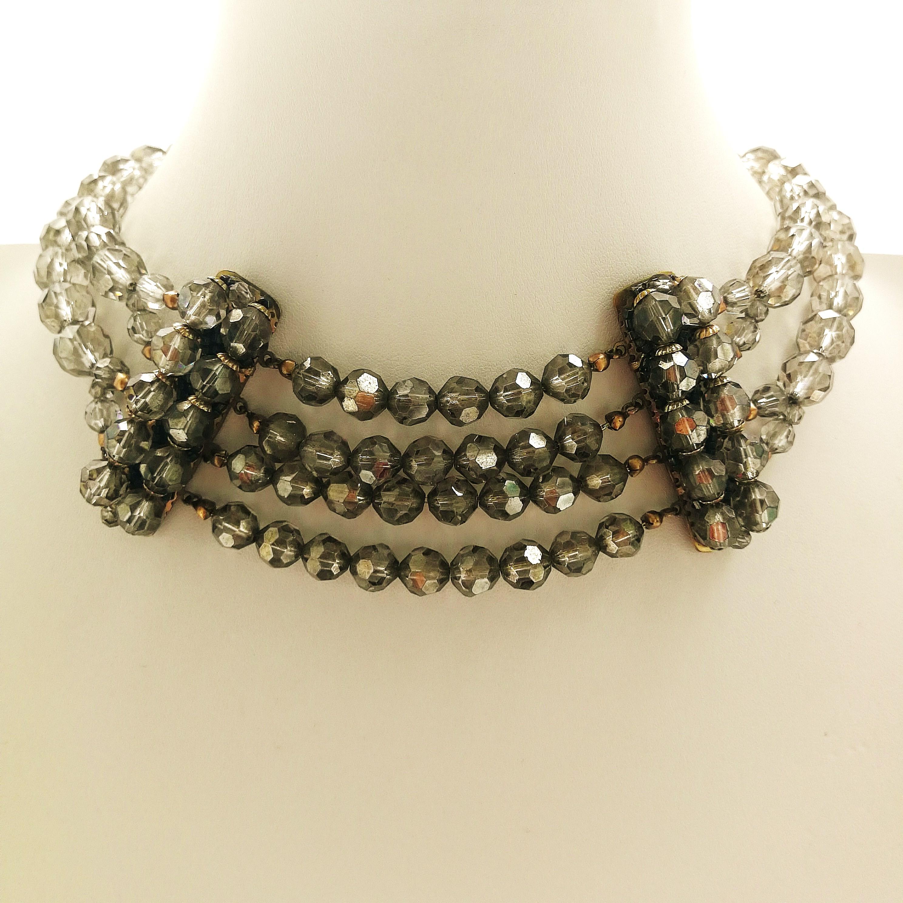 Women's Smokey grey half crystal bead choker, Coppola e Toppo, att. Jacques Fath, 1940s