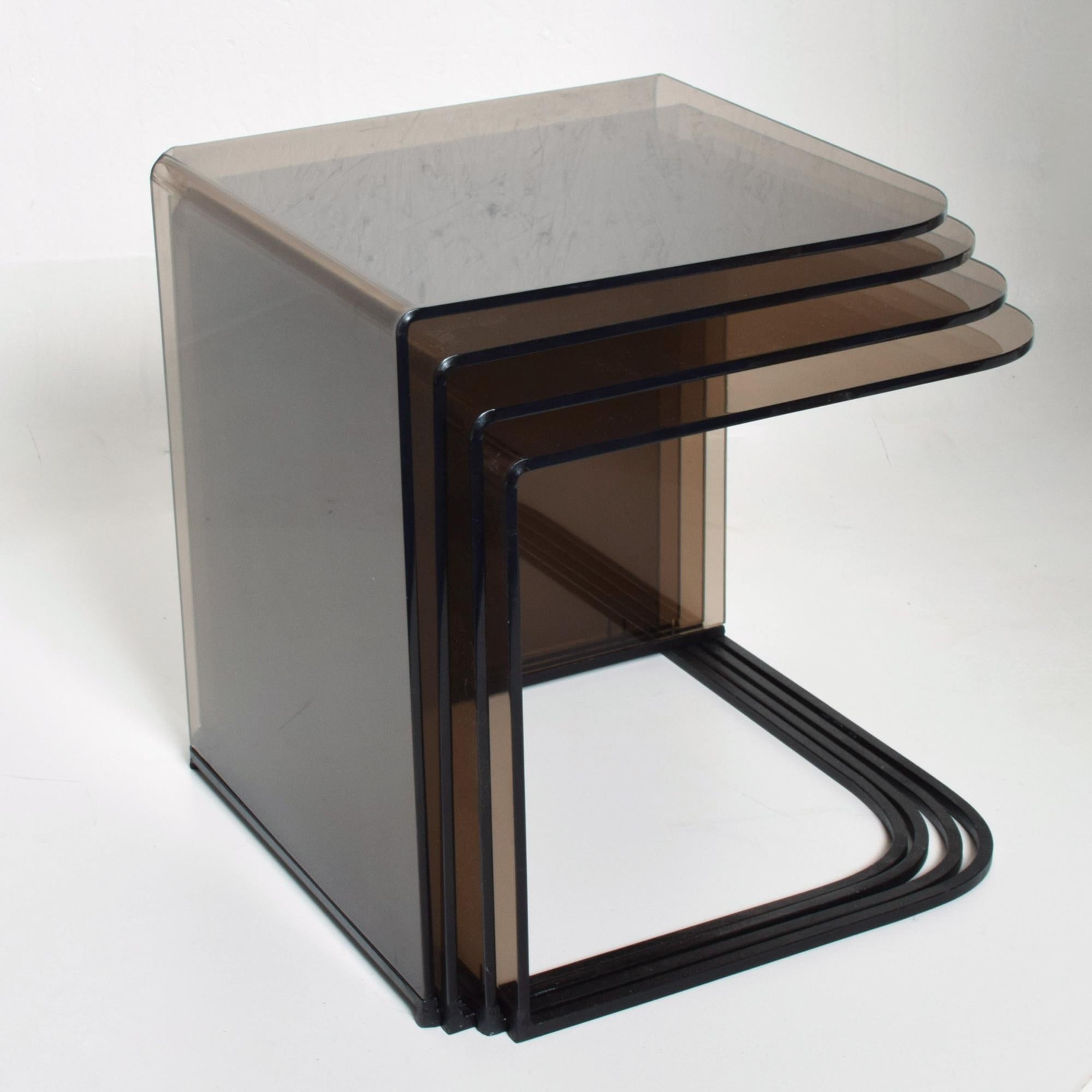Late 20th Century 1970s Four Gray Lucite Nesting Tables Style Charles Hollis Jones  For Sale