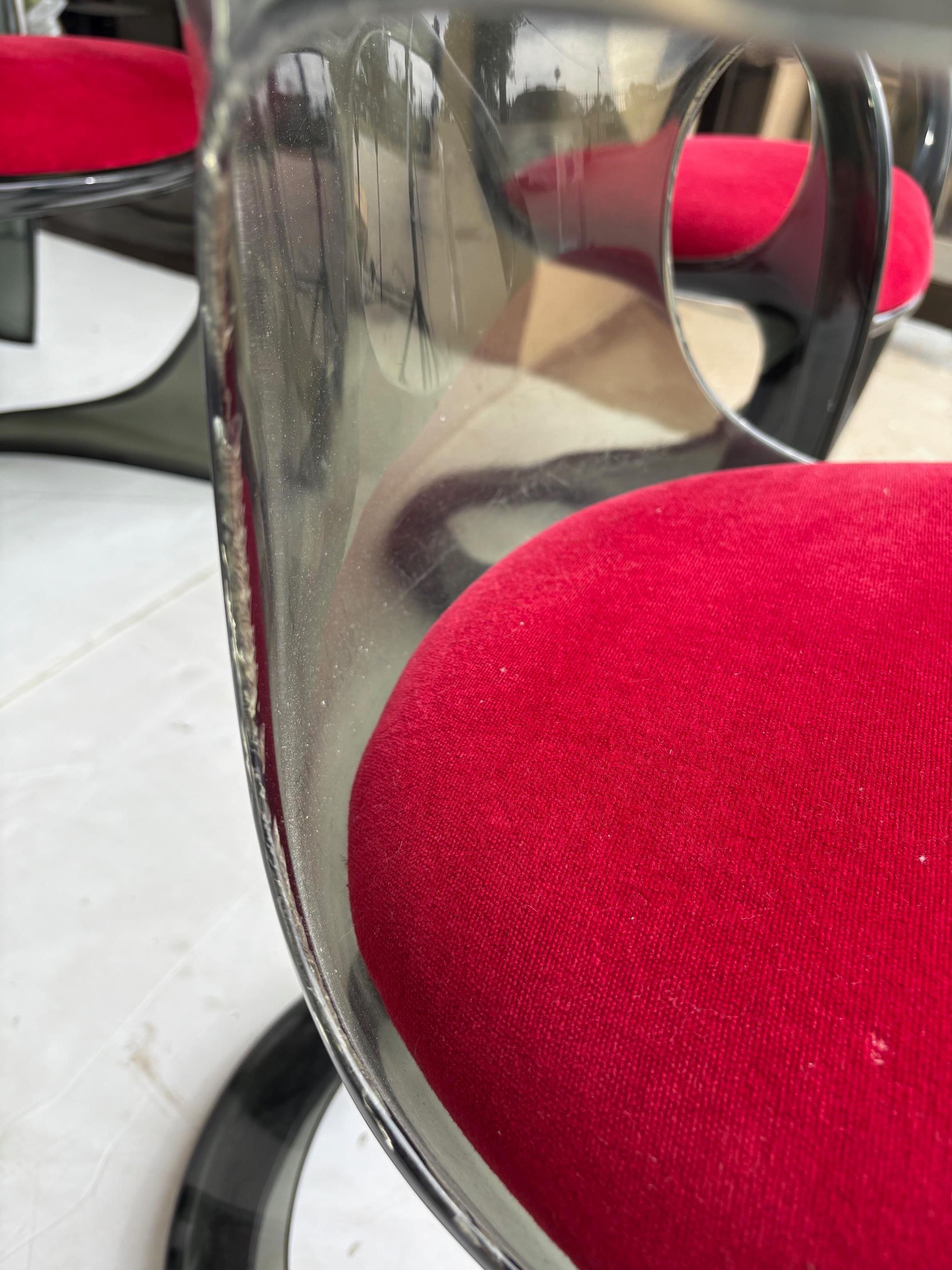 Smokey Lucite Dining Chairs Set of 8 For Sale 1