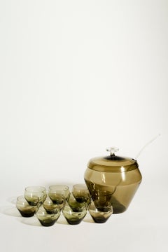 Ensemble de bols et verres à punch fumé