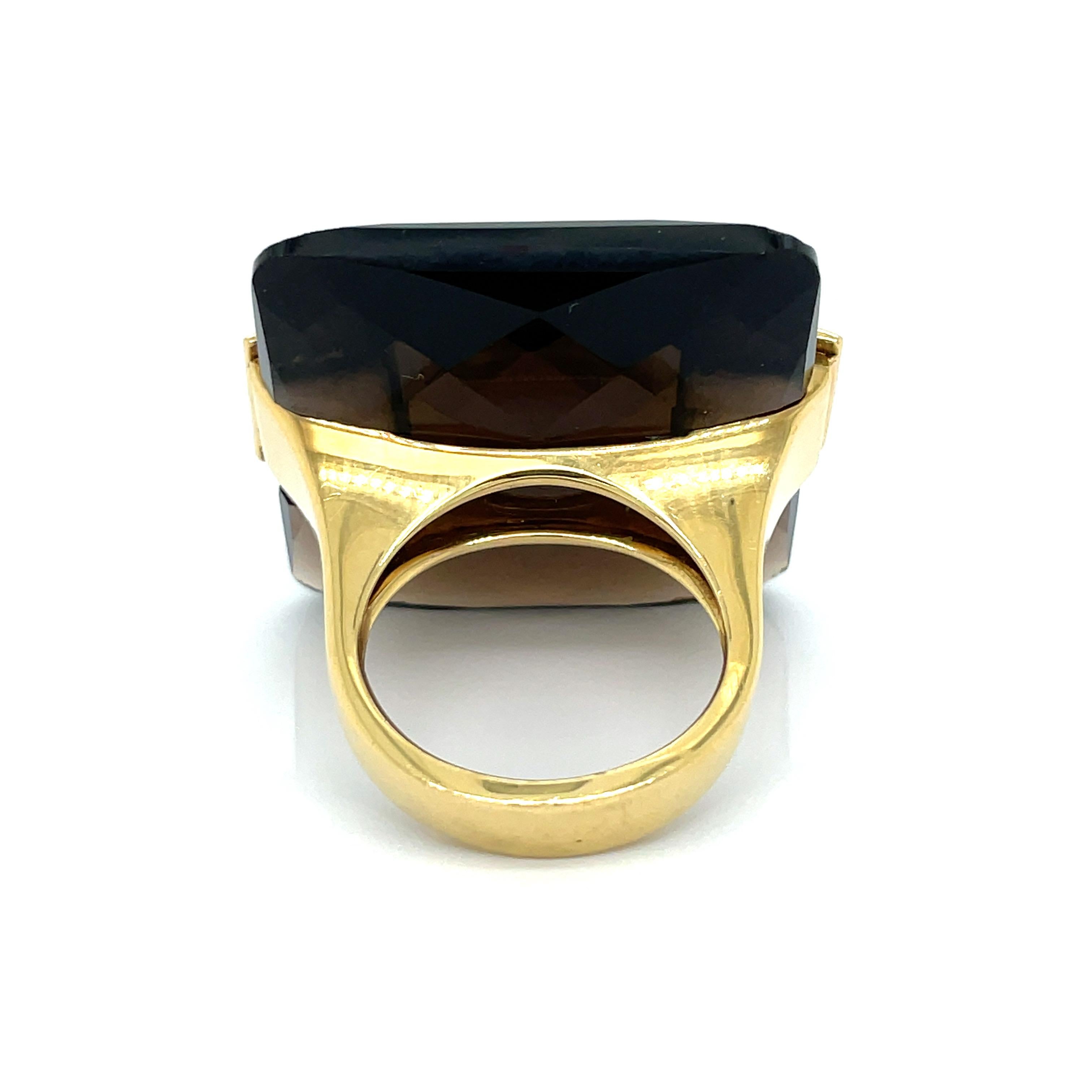 Women's Smokey Quartz and 18K Yellow Gold Statement Ring