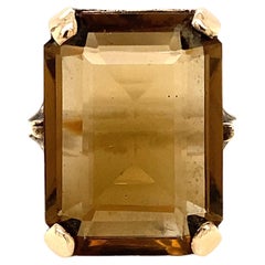 Vintage-Cocktailring aus Gelbgold mit Rauchquarz und 9 Karat Gelbgold
