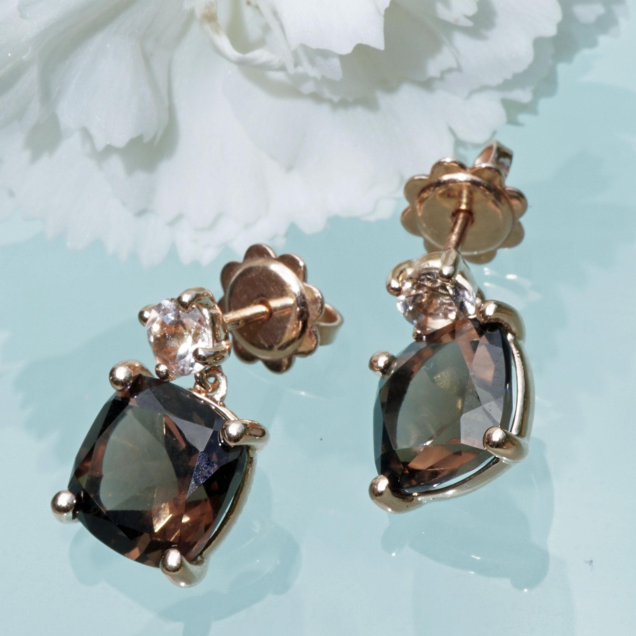 Smokey Quartz and Morganite  Top Combination in Rose Gold elegant Colors & Style For Sale 1