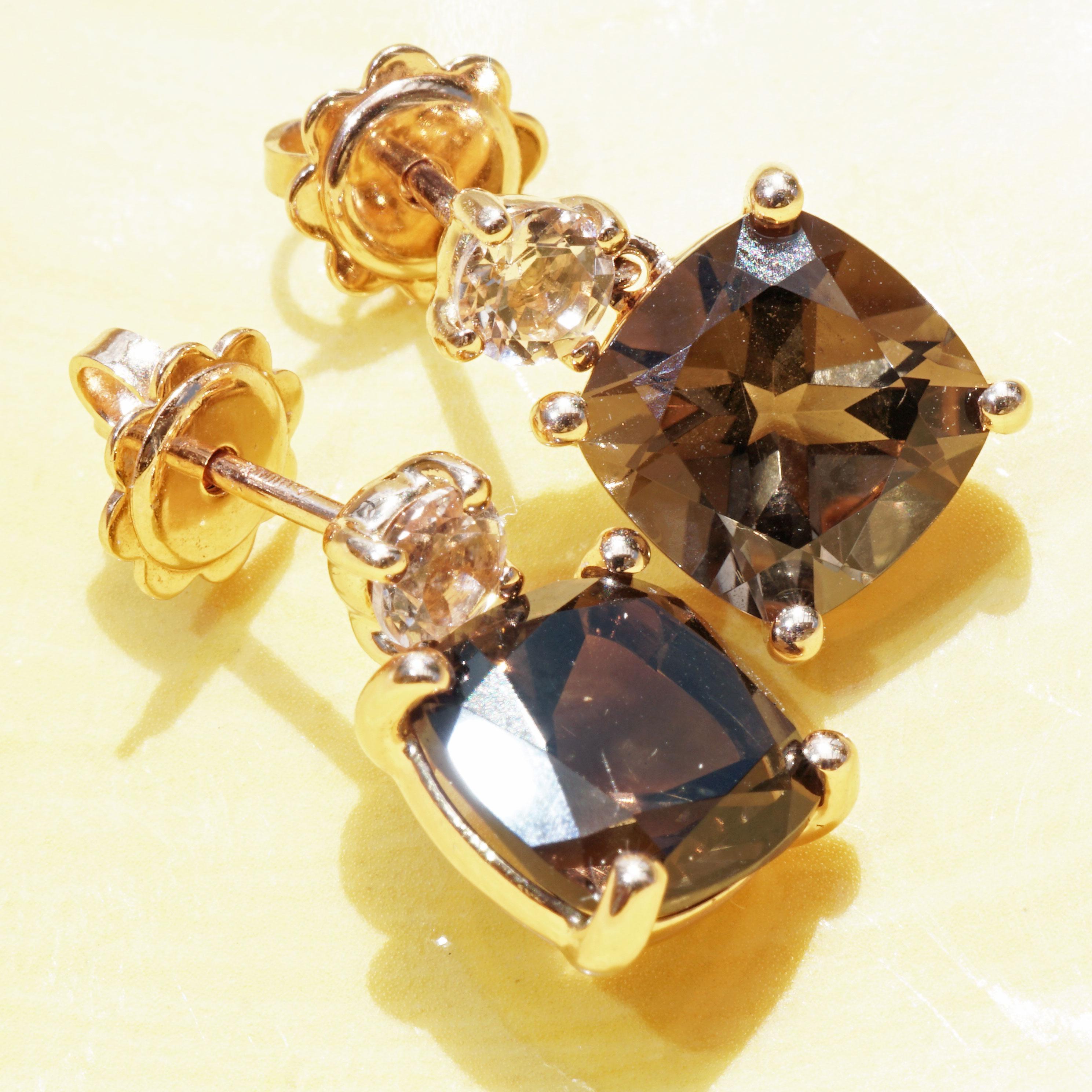 Smokey Quartz and Morganite  Top Combination in Rose Gold elegant Colors & Style For Sale 2