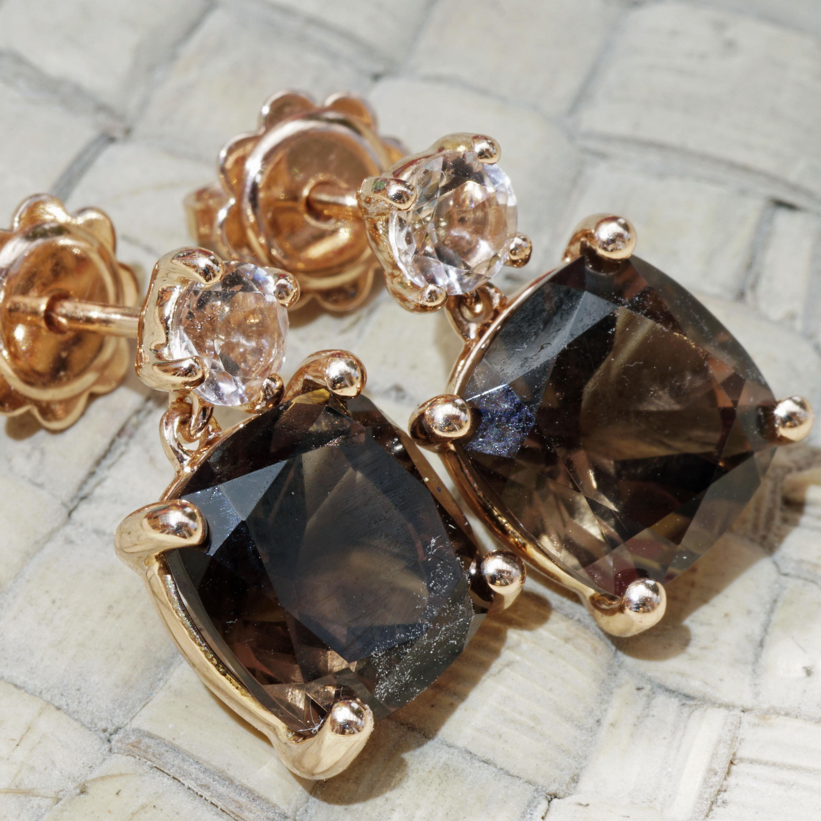 Smokey Quartz and Morganite  Top Combination in Rose Gold elegant Colors & Style For Sale 4