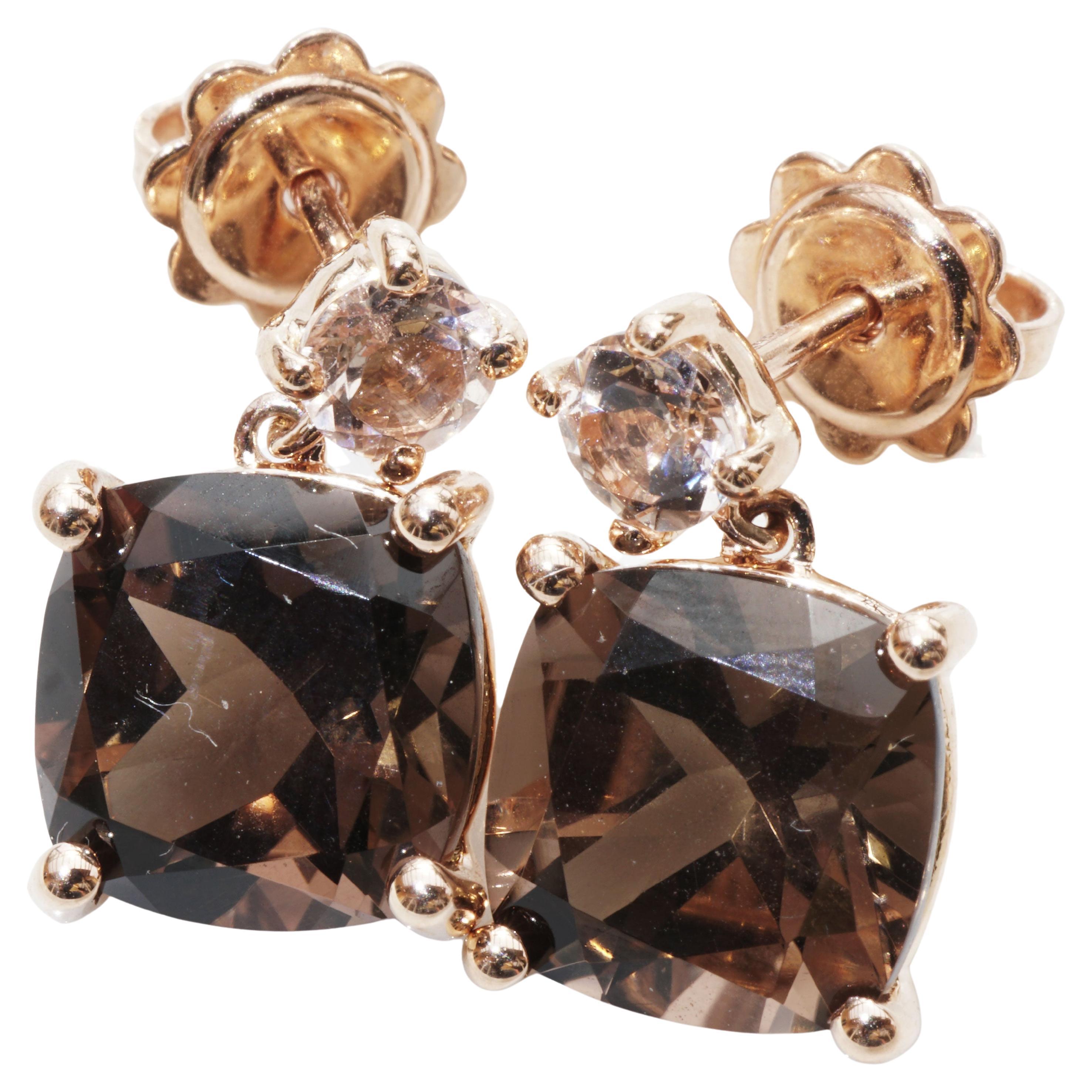 Smokey Quartz and Morganite  Top Combination in Rose Gold elegant Colors & Style For Sale