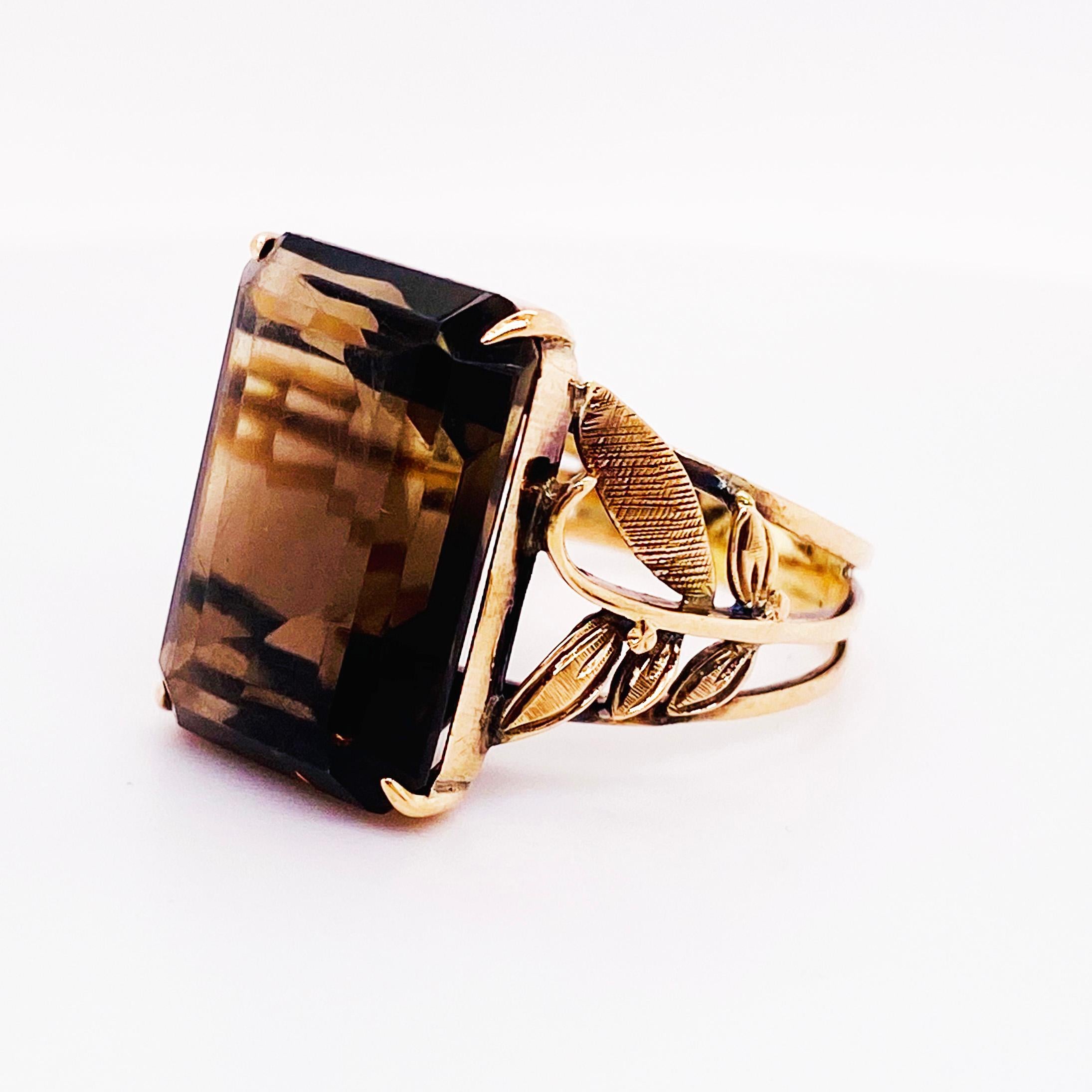 emerald cut smoky quartz ring