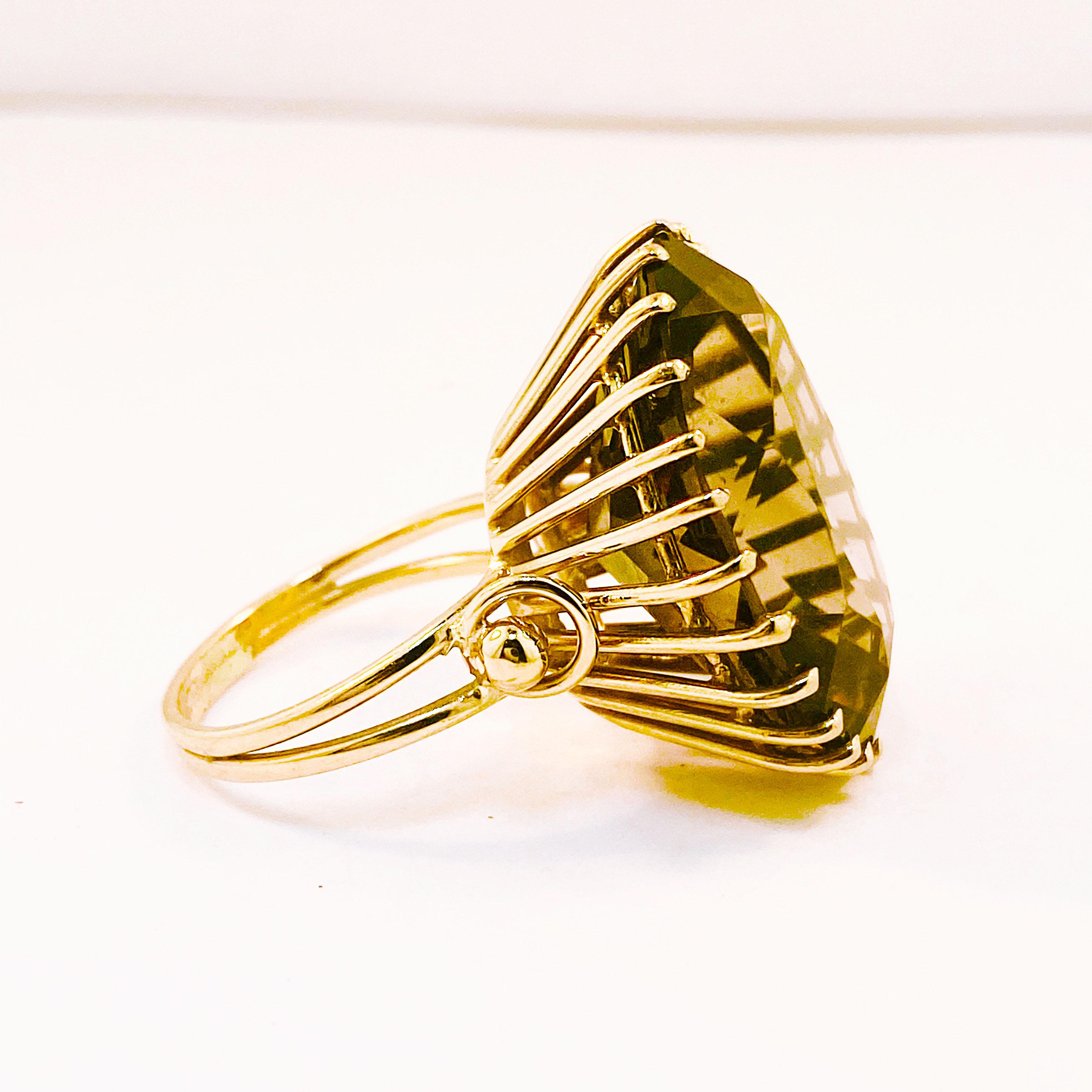 Anillo de diseño antiguo de cuarzo ahumado Anillo personalizado de oro amarillo de 14 quilates con puntas Victoriano en venta