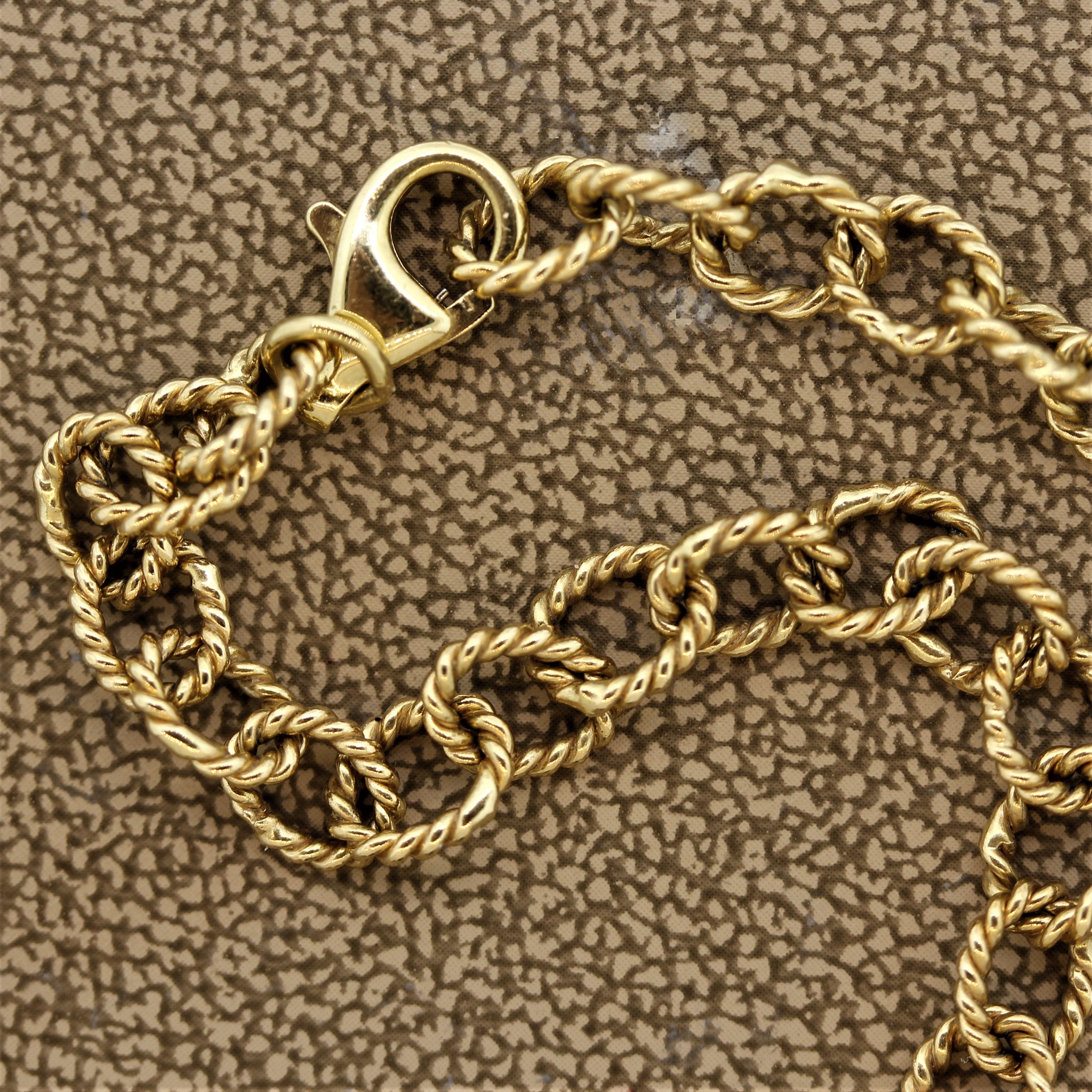 Gliederhalskette aus geflochtenem Gold mit Rauchquarz 5