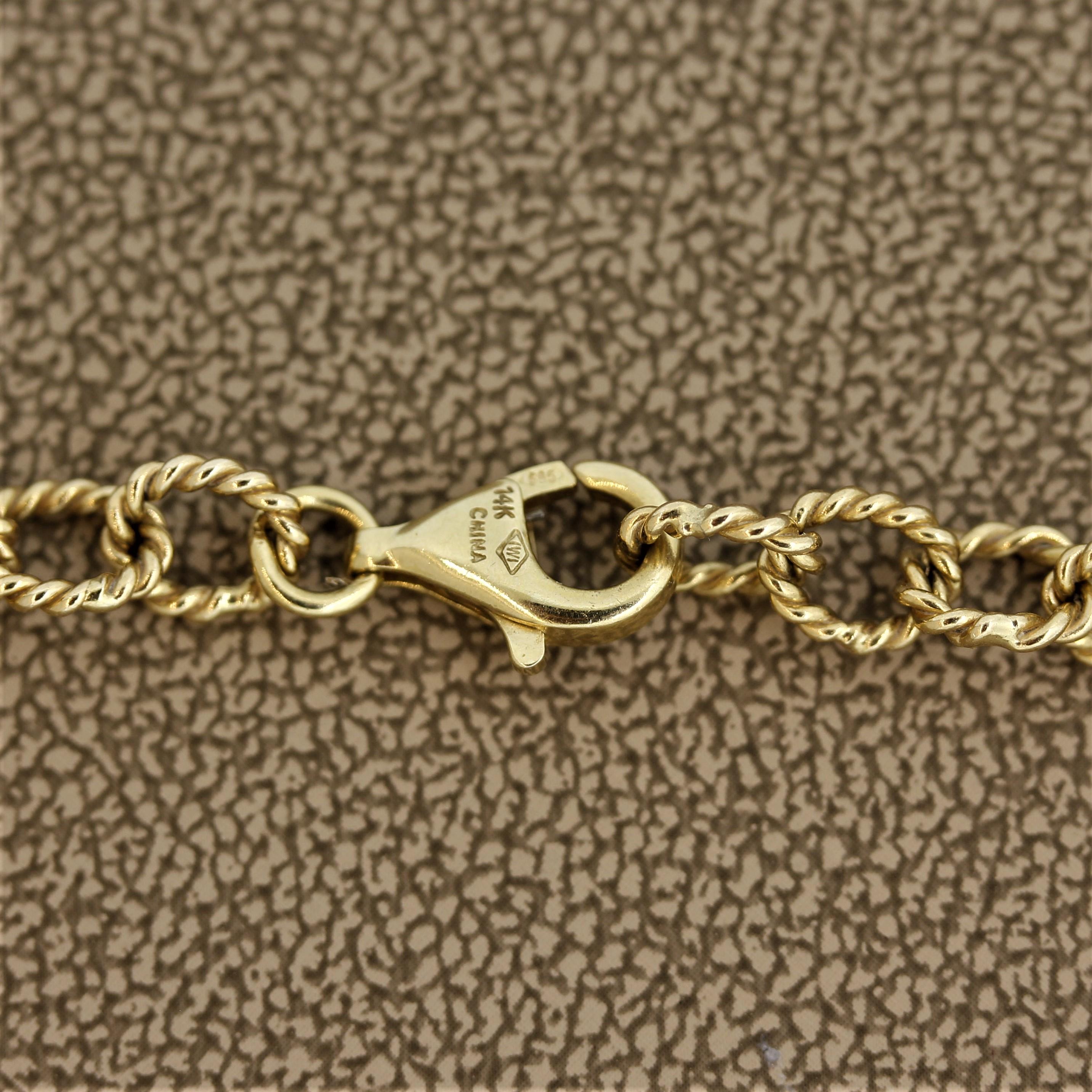 Gliederhalskette aus geflochtenem Gold mit Rauchquarz 6