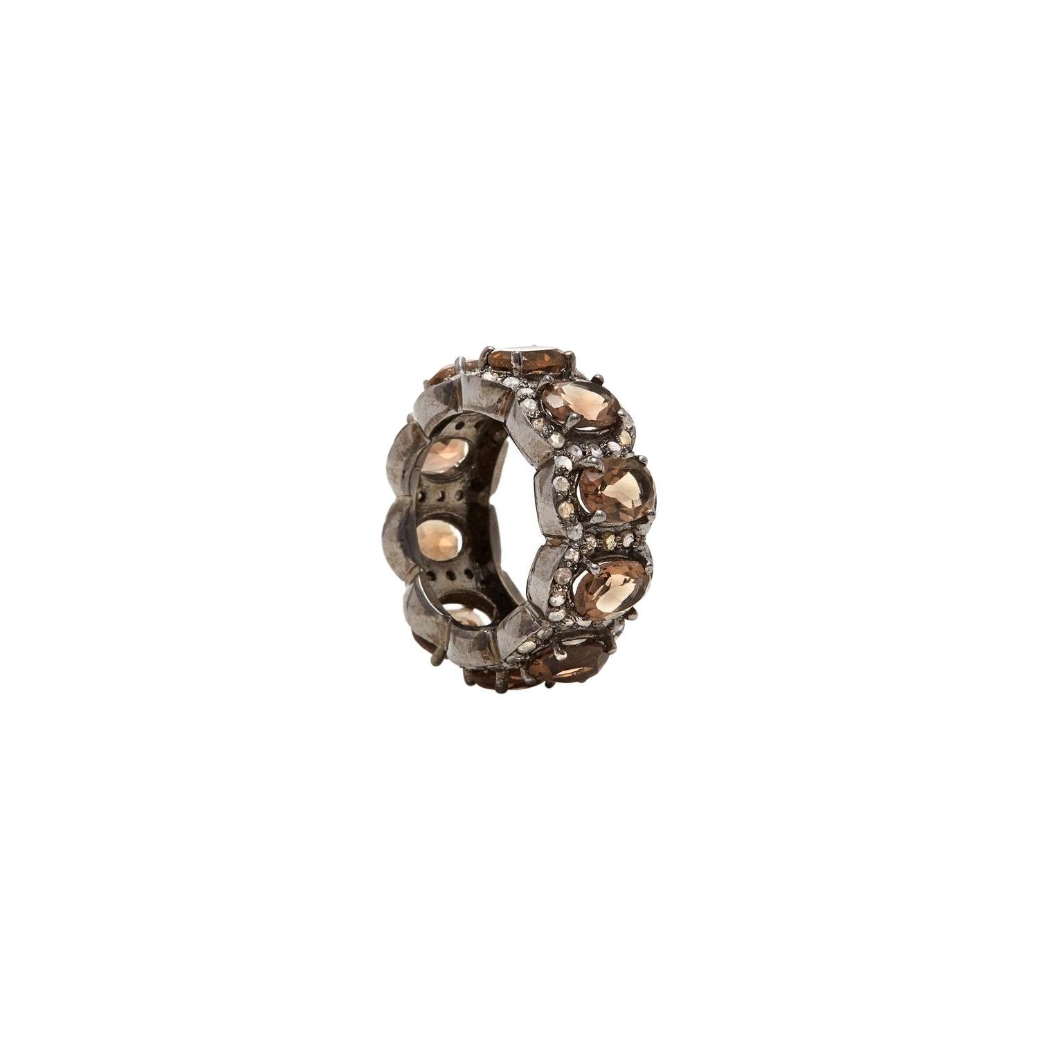 Smokey Quartz Diamond Tiara Ring For Sale