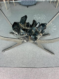 Smokey Quartz Dining Room Table By Giuliano Tincani (ITALY)Nickel with Glass Top