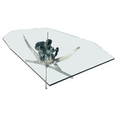 Smokey Quartz Dining Room Table By Giuliano Tincani (ITALY)Nickel with Glass Top