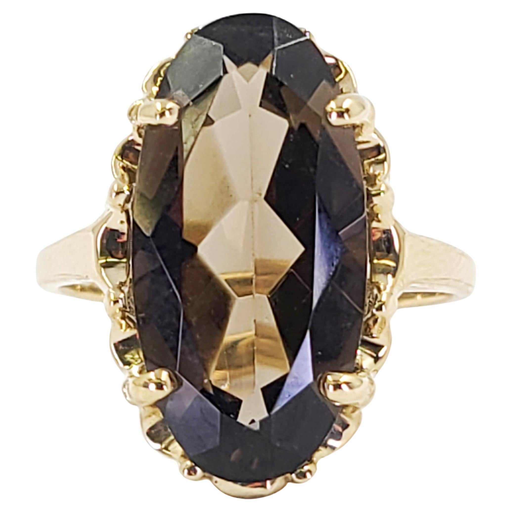 Smokey Quartz Solitaire Cocktail Ring For Sale