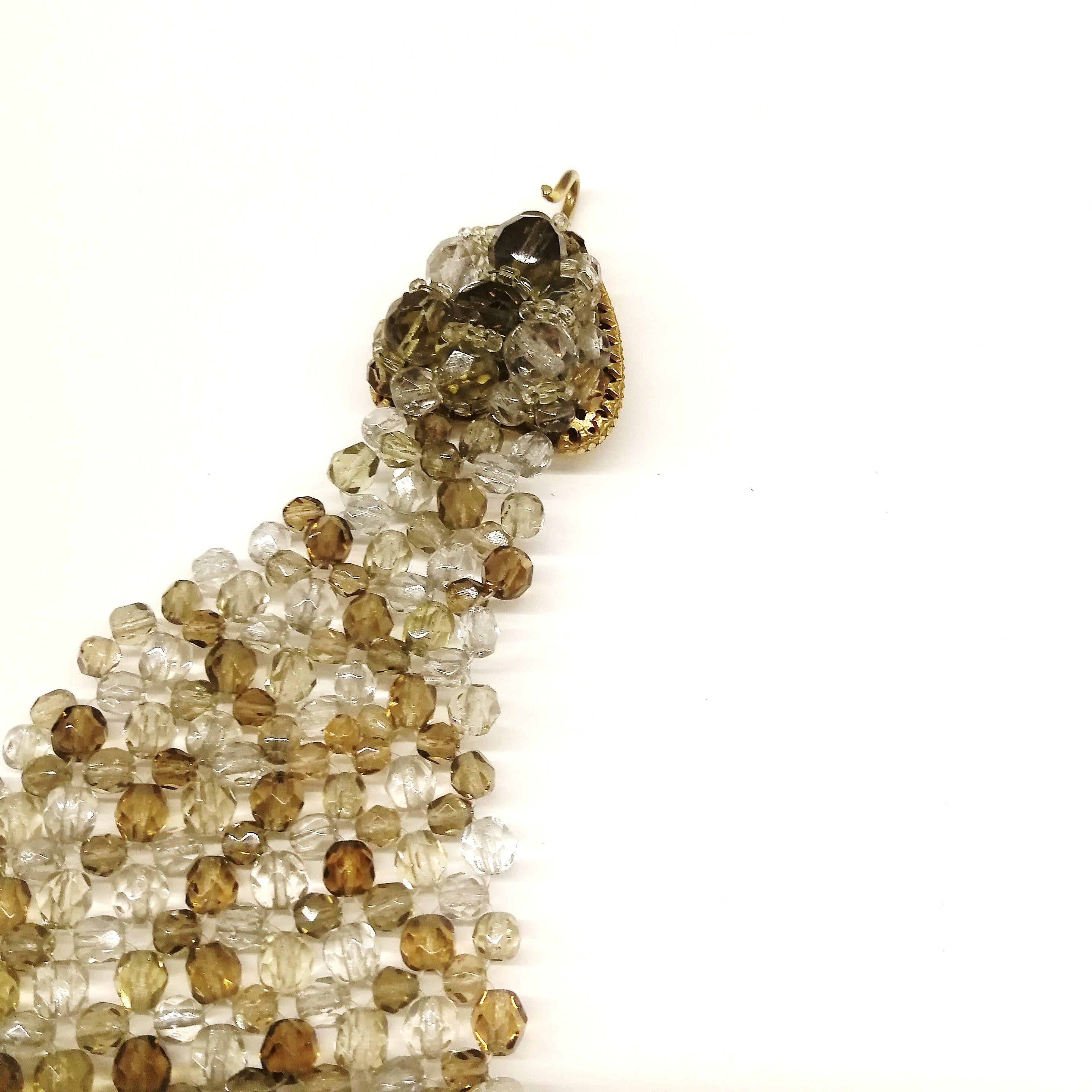 Women's Smokey quartz, taupe and clear glass bead collar, Coppola e Toppo, early 1960s.