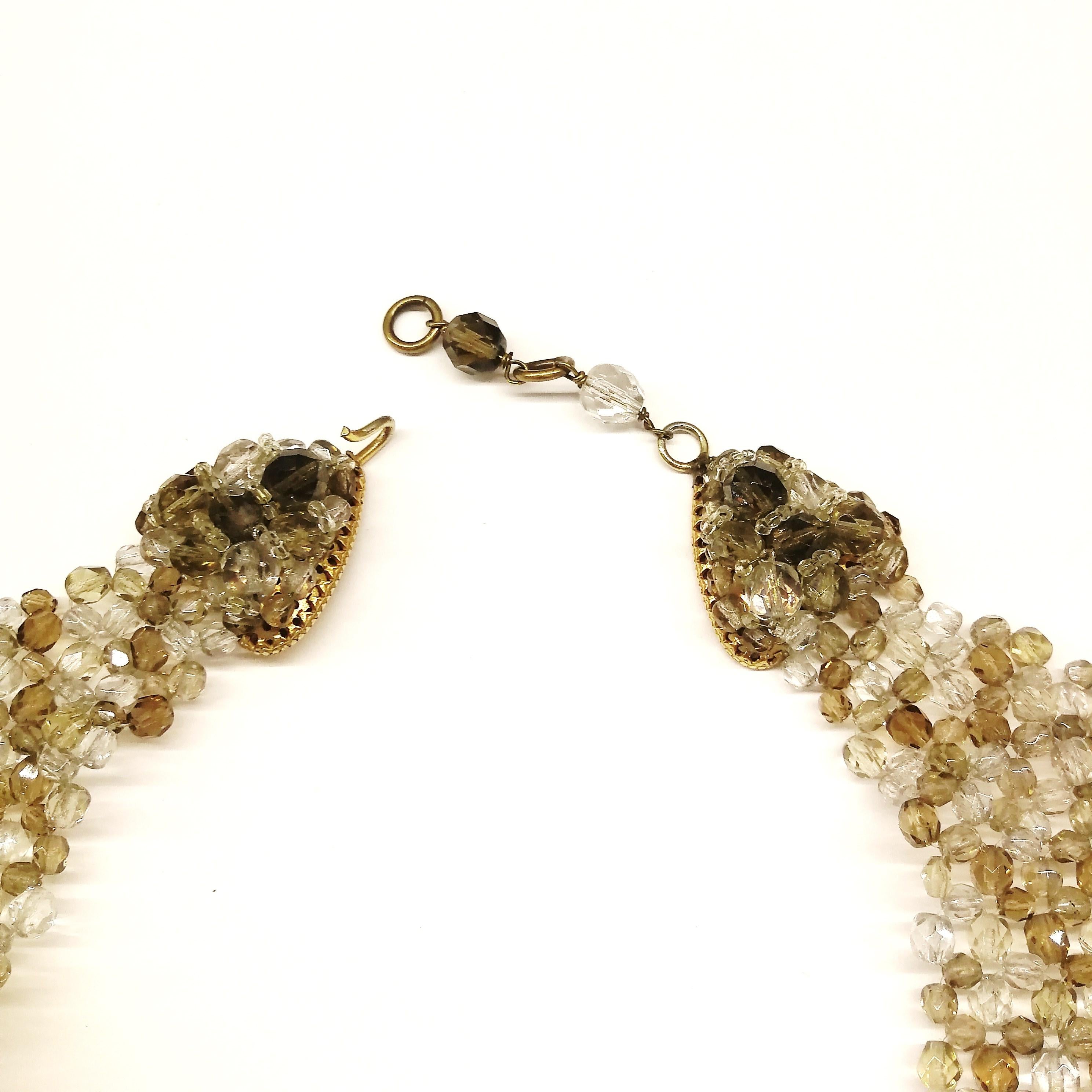 Smokey quartz, taupe and clear glass bead collar, Coppola e Toppo, early 1960s. 3