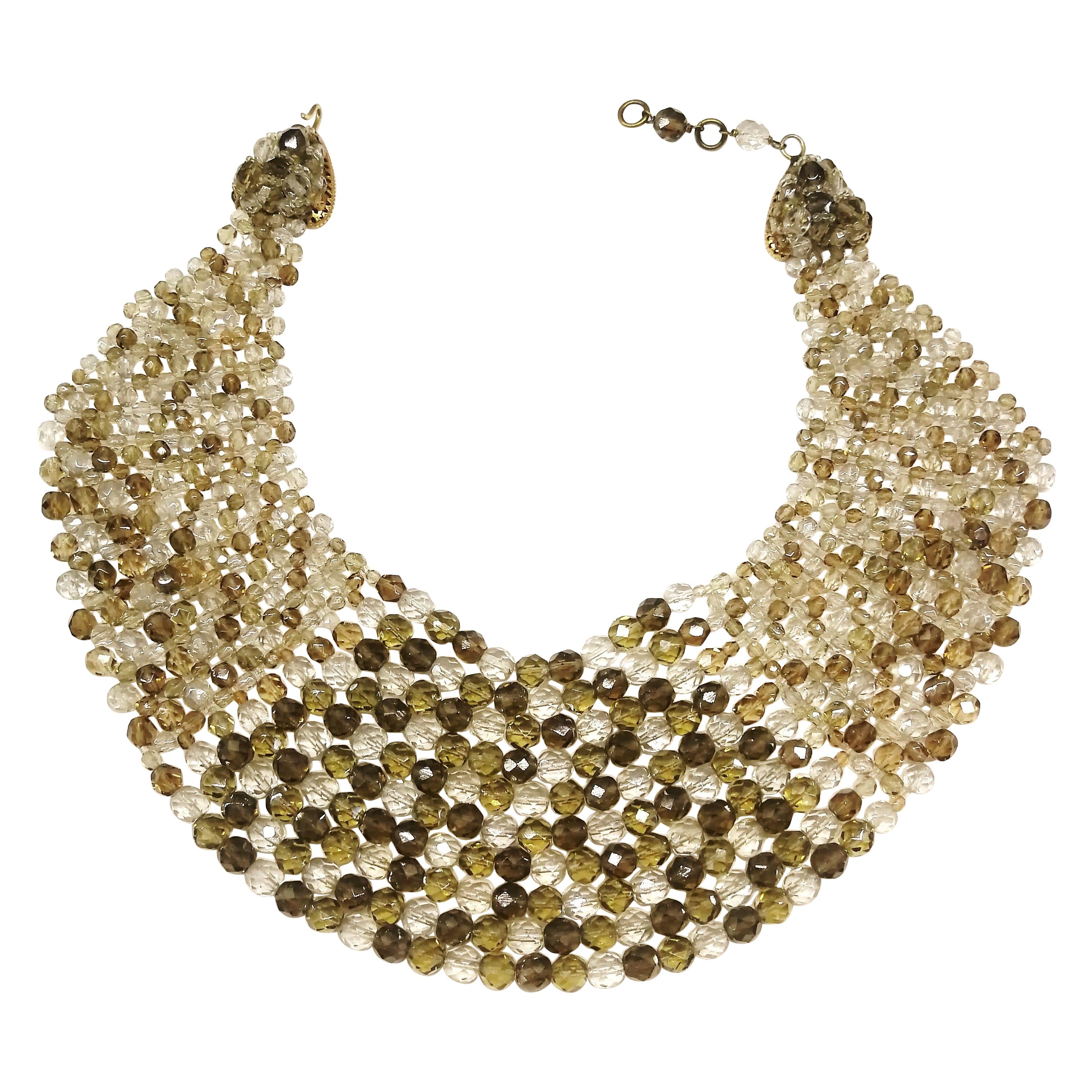 Smokey quartz, taupe and clear glass bead collar, Coppola e Toppo, early 1960s.