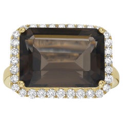 Smokey Quartz Yellow Gold Diamond Ring