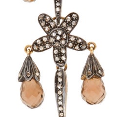 Kronleuchter-Ohrringe aus Rauchtopas und Diamanten