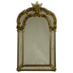 Smokey Topaz Venetian Glass Mirror, Italy, circa 1950