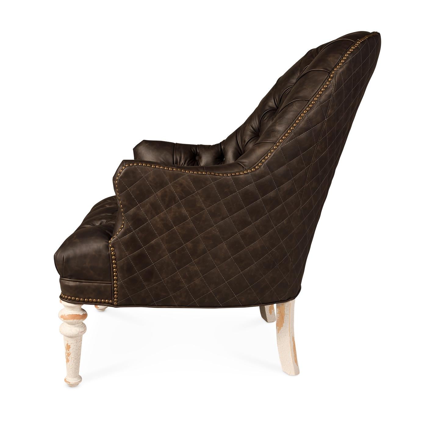 Contemporary Smokey Tufted Armchair For Sale