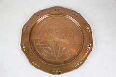 Set da fumo con piastra in rame/ottone Art Nouveau, Austria, circa 1915