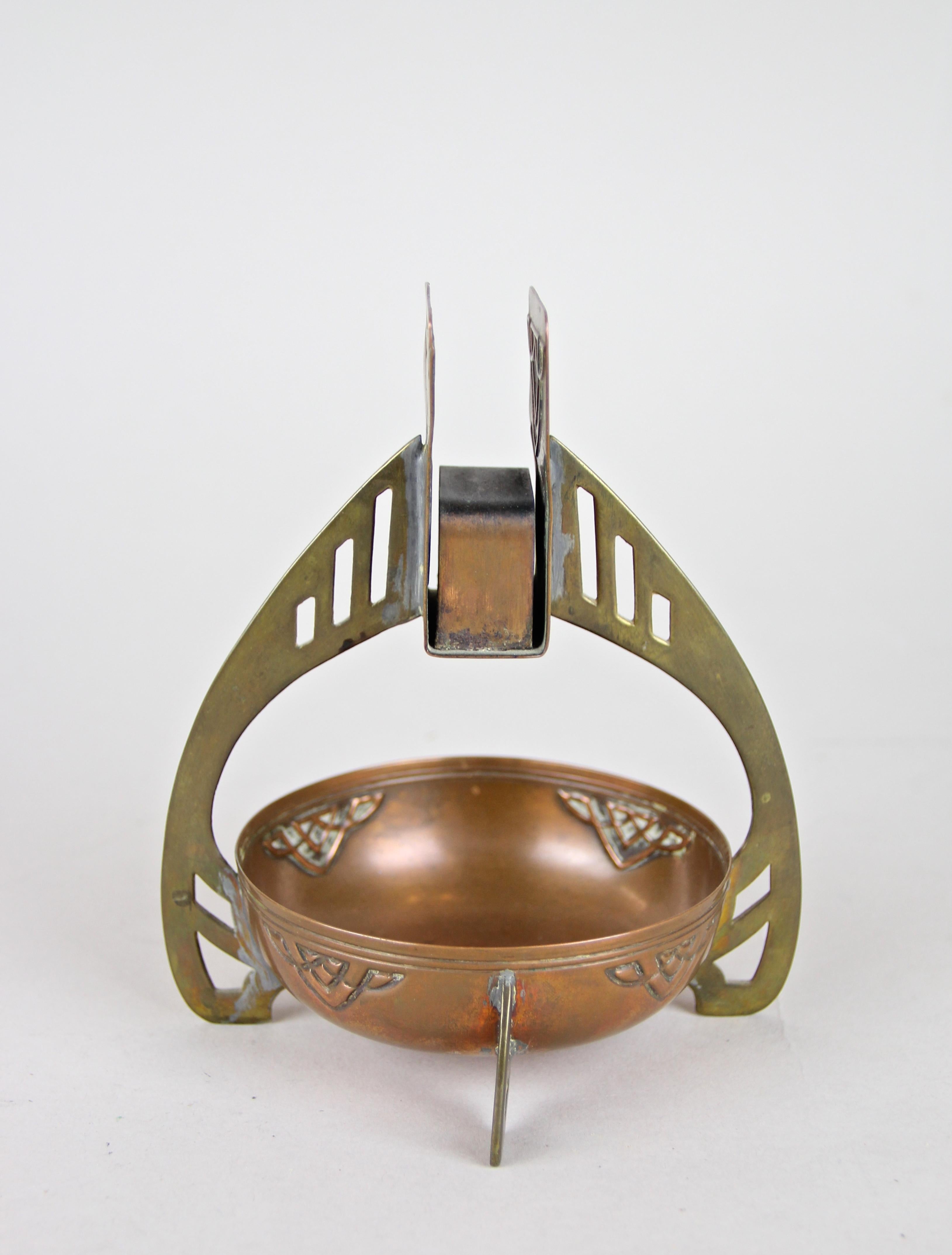 Smoking Set with Plate Copper/ Brass Art Nouveau, Austria, circa 1915 3