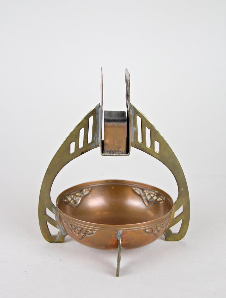 Smoking Set with Plate Copper/ Brass Art Nouveau, Austria, circa 1915 For Sale 3