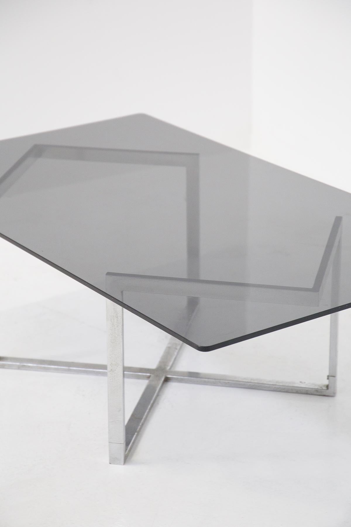 Mid-Century Modern Table à fumer en verre et acier de Vittorio Introini de la résidence Vip en vente