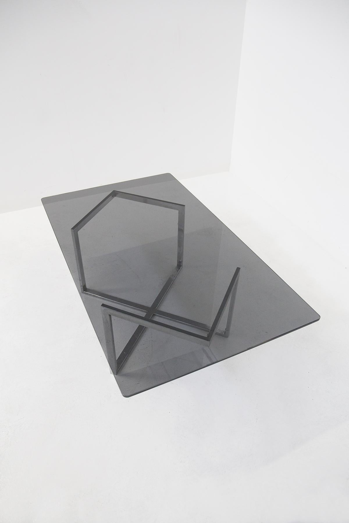 Italian Smoking Table in Glass and Steel by Vittorio Introini from Vip's Residence For Sale