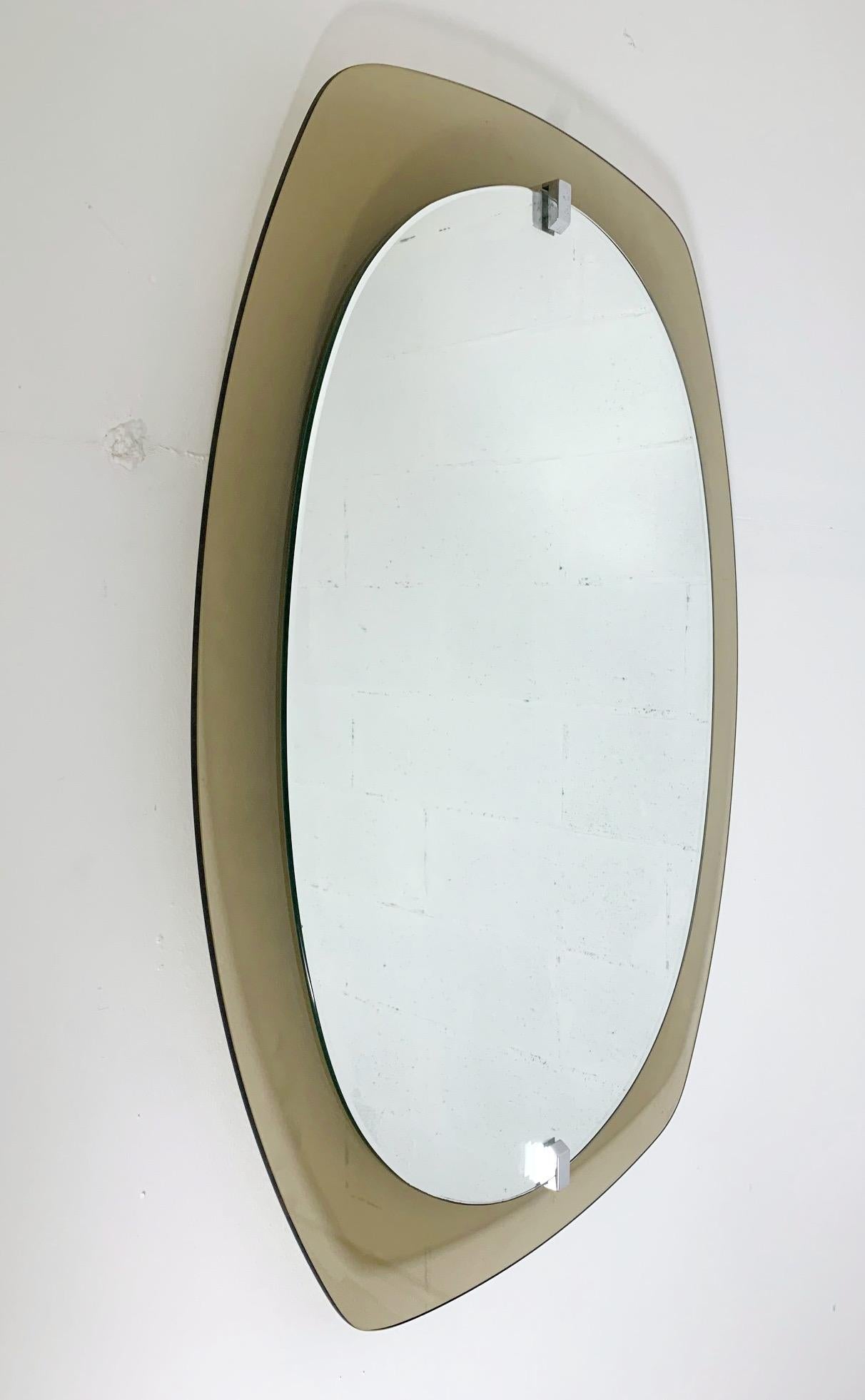 Mid-Century Modern Smoky Beveled Mirror by Veca