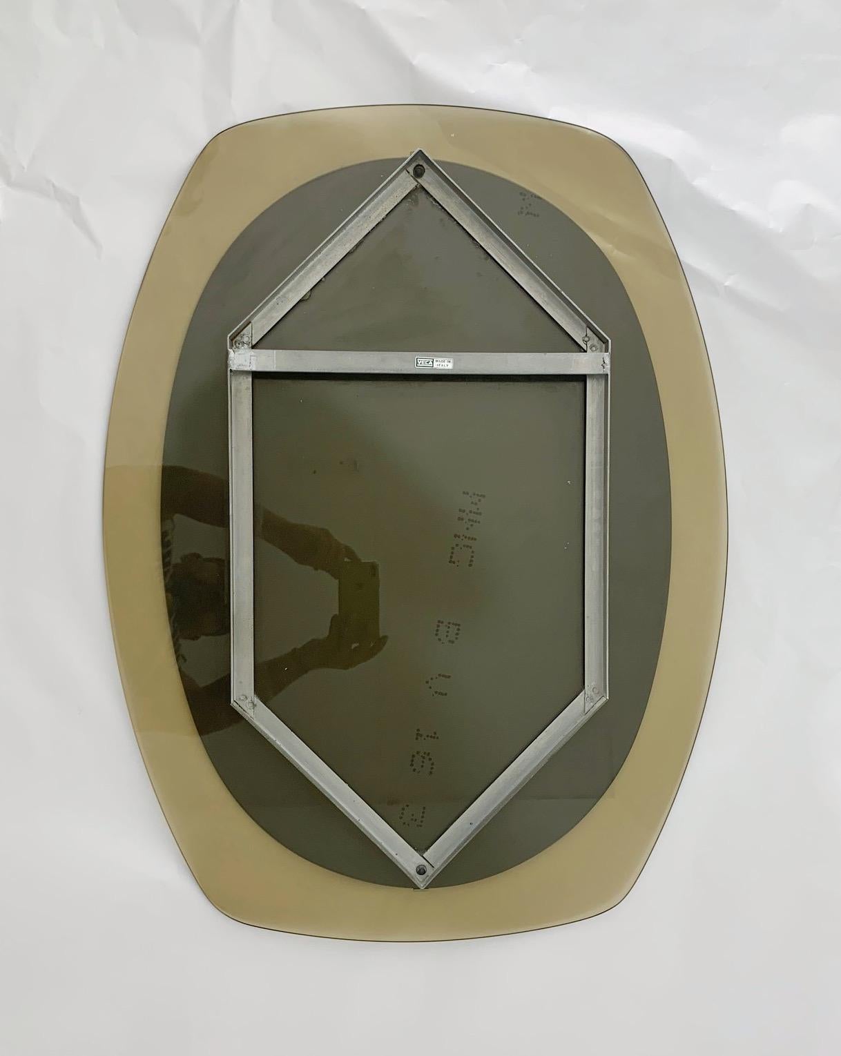 20th Century Smoky Beveled Mirror by Veca