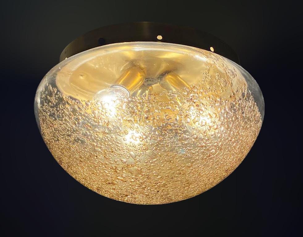 Smoky Bollicine Murano Flush Mount by Angelo Brotto In Good Condition For Sale In Los Angeles, CA
