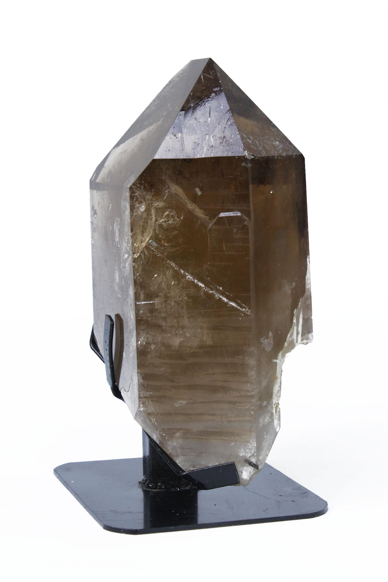 Smoky Citrine Crystal Point on a Custom Black Stand In Excellent Condition For Sale In Dublin, Dalkey