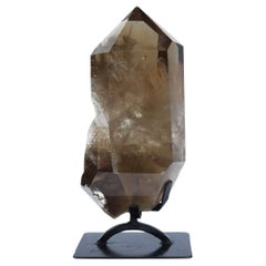 Punta de Cristal de Cuarzo Citrino Ahumado en un Soporte Negro Personalizado