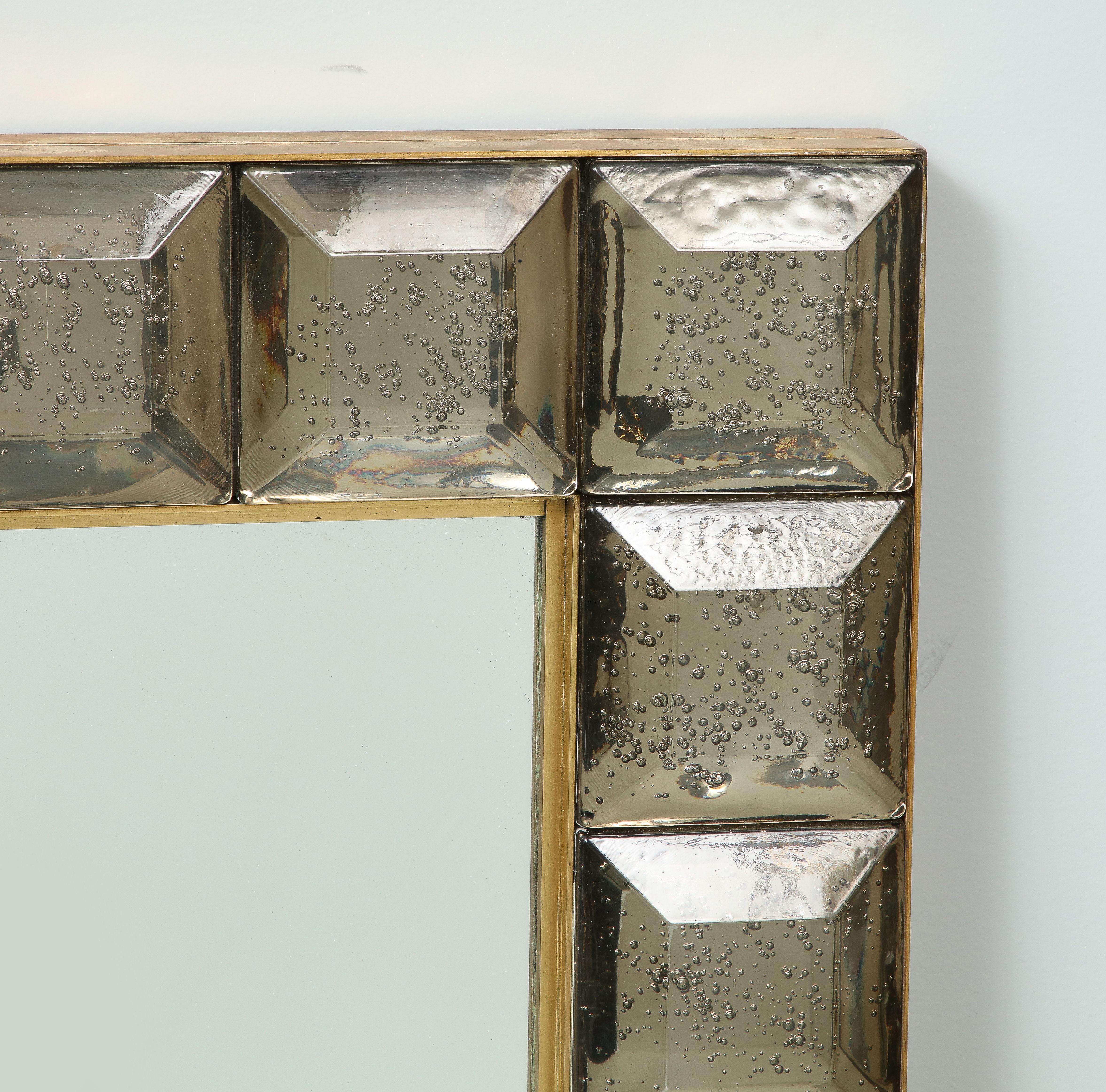 Contemporary Smoky Diamond Cut Murano Mirror For Sale