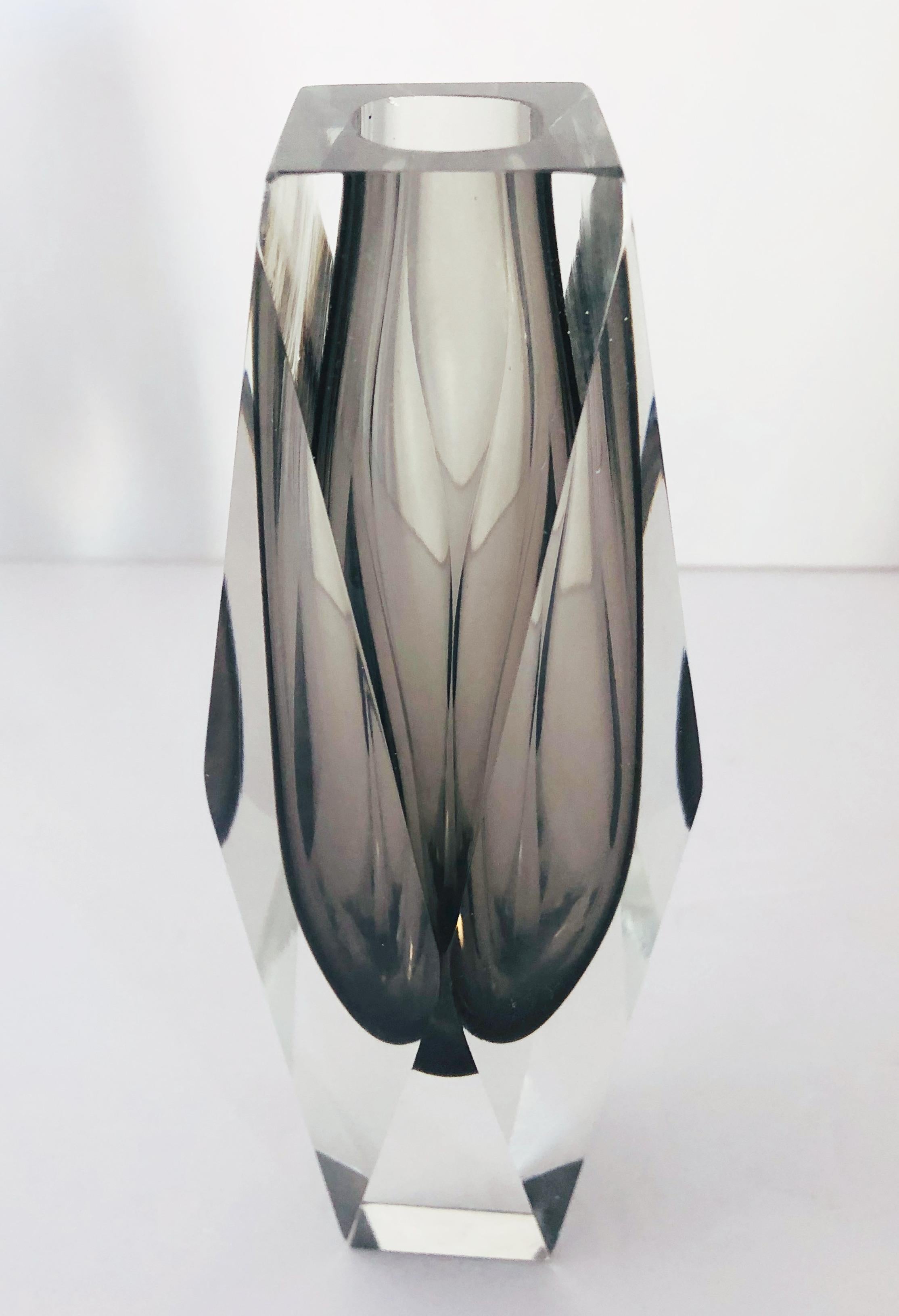 Mid-Century Modern Smoky Faceted Sommerso Vase by Mandruzzato FINAL CLEARANCE SALE