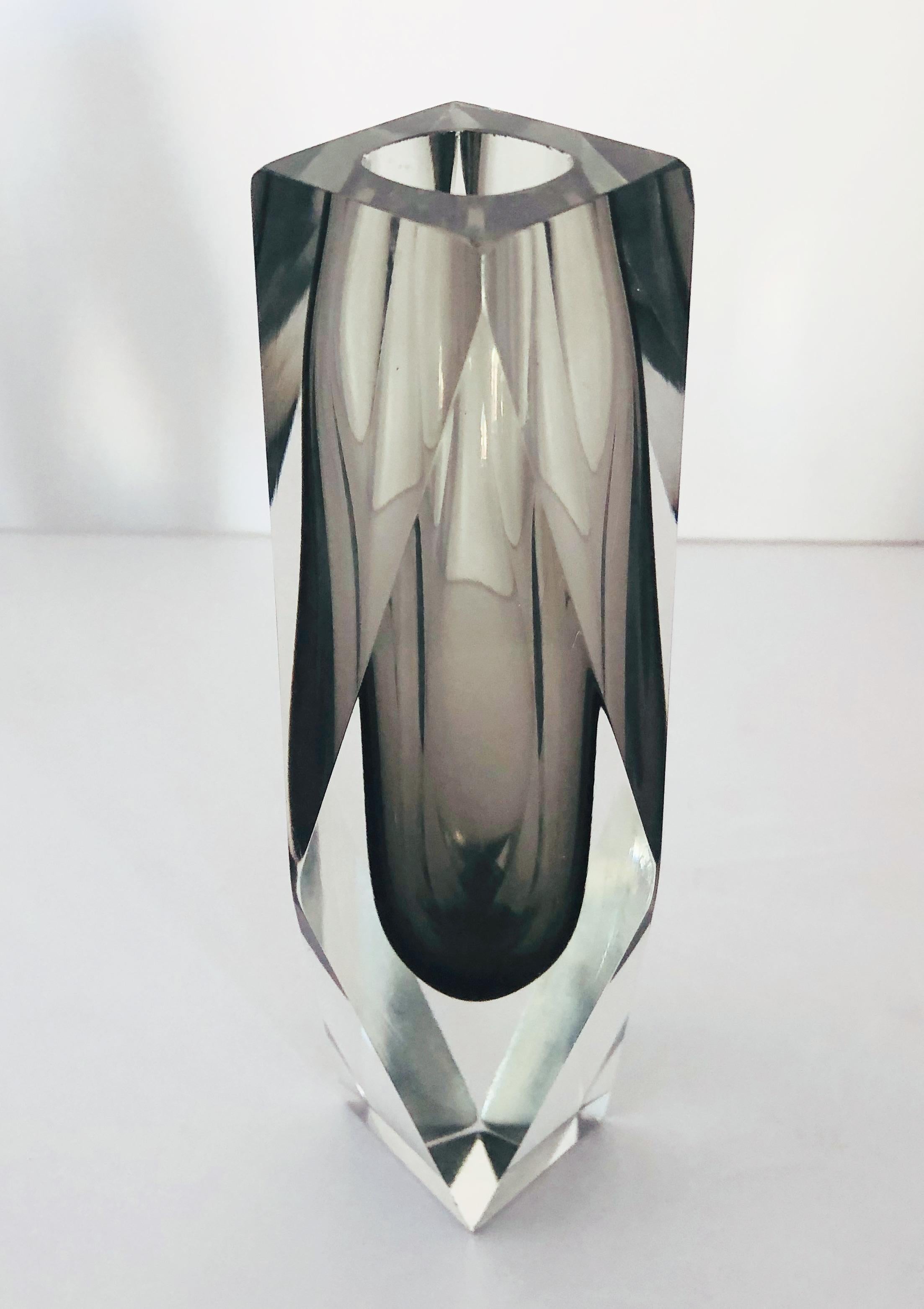 Italian Smoky Faceted Sommerso Vase by Mandruzzato FINAL CLEARANCE SALE