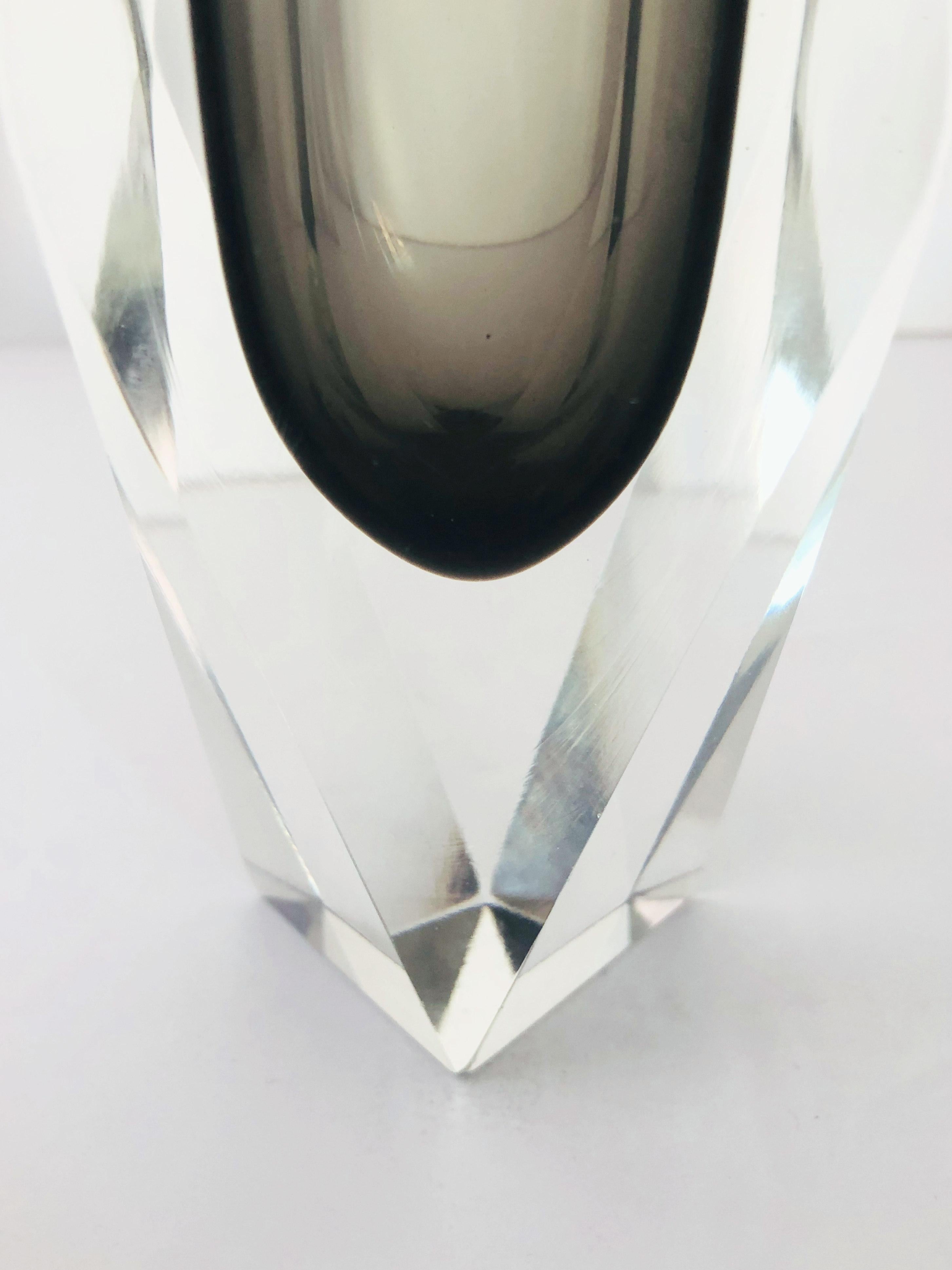 Smoky Faceted Sommerso Vase by Mandruzzato FINAL CLEARANCE SALE 1