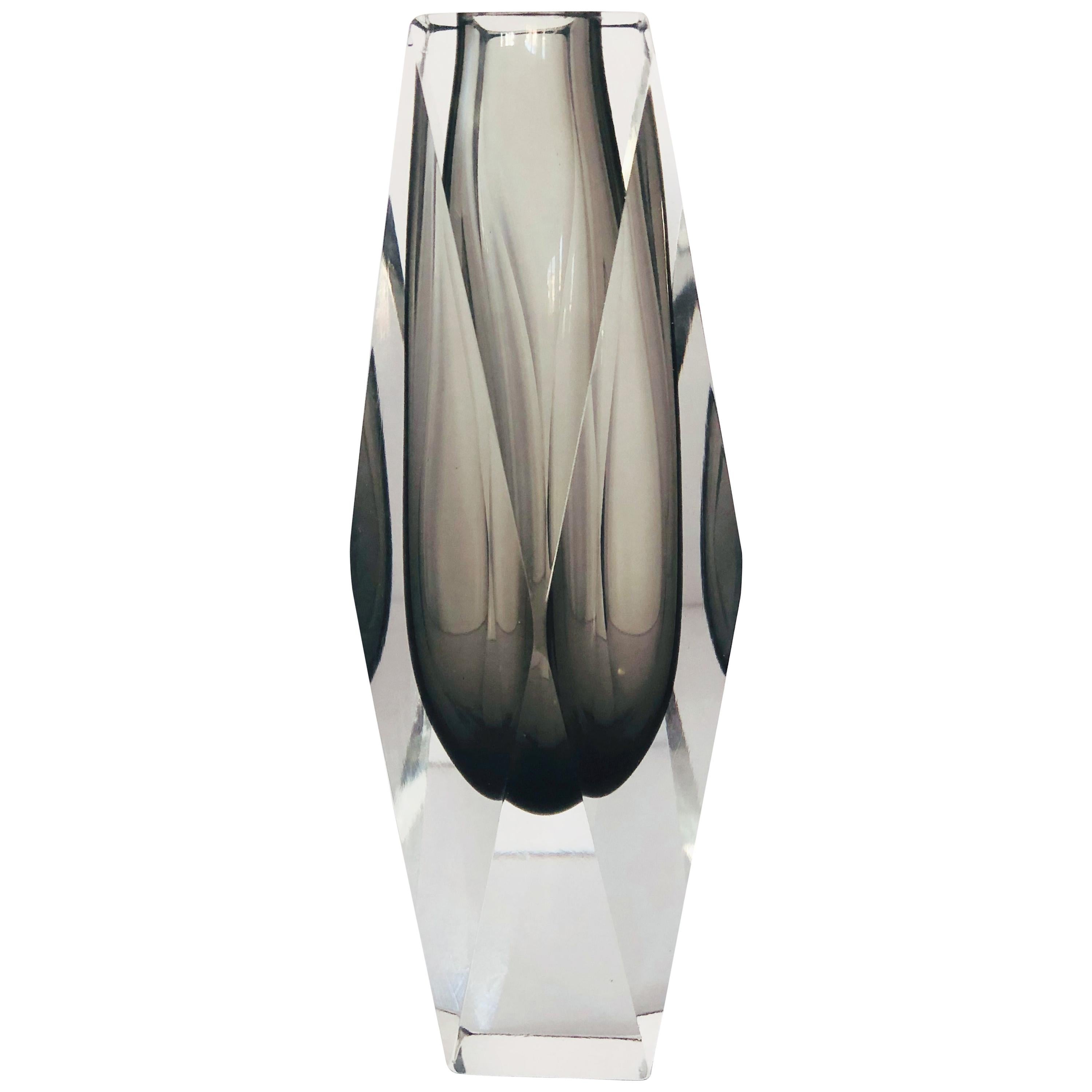 Smoky Faceted Sommerso Vase by Mandruzzato FINAL CLEARANCE SALE