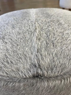 Patas de Otomano Puf de Piel de Becerro Gris Ahumado