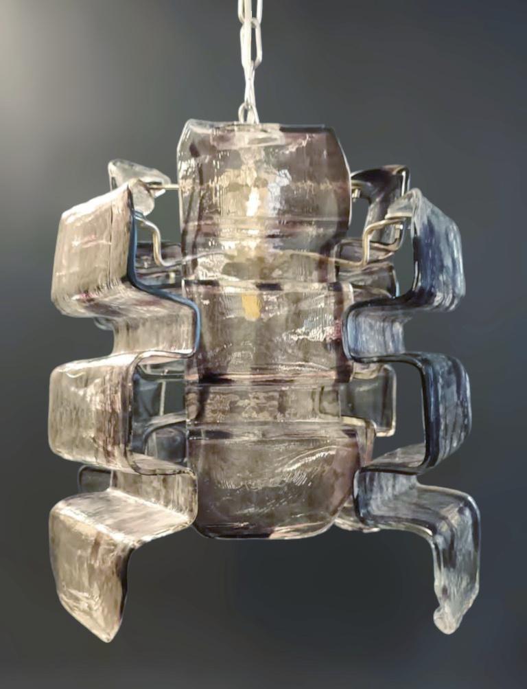 Mid-Century Modern Smoky Murano Chandelier by Carlo Nazon for Mazzega For Sale