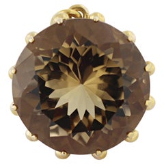 Vintage Smoky Quartz, 14K Yellow Gold Brooch