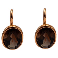 Smoky Quartz 18k Rose Gold Drop Earrings