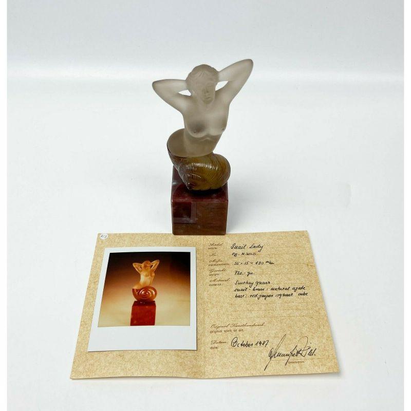 Smoky Quartz &Agate Snail Lady Figurine Manfred Wild Emile Becker Idar-Oberstein In Good Condition For Sale In Gardena, CA