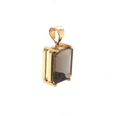 Smoky Quartz and 18k Yellow Gold Pendant (P12228n)