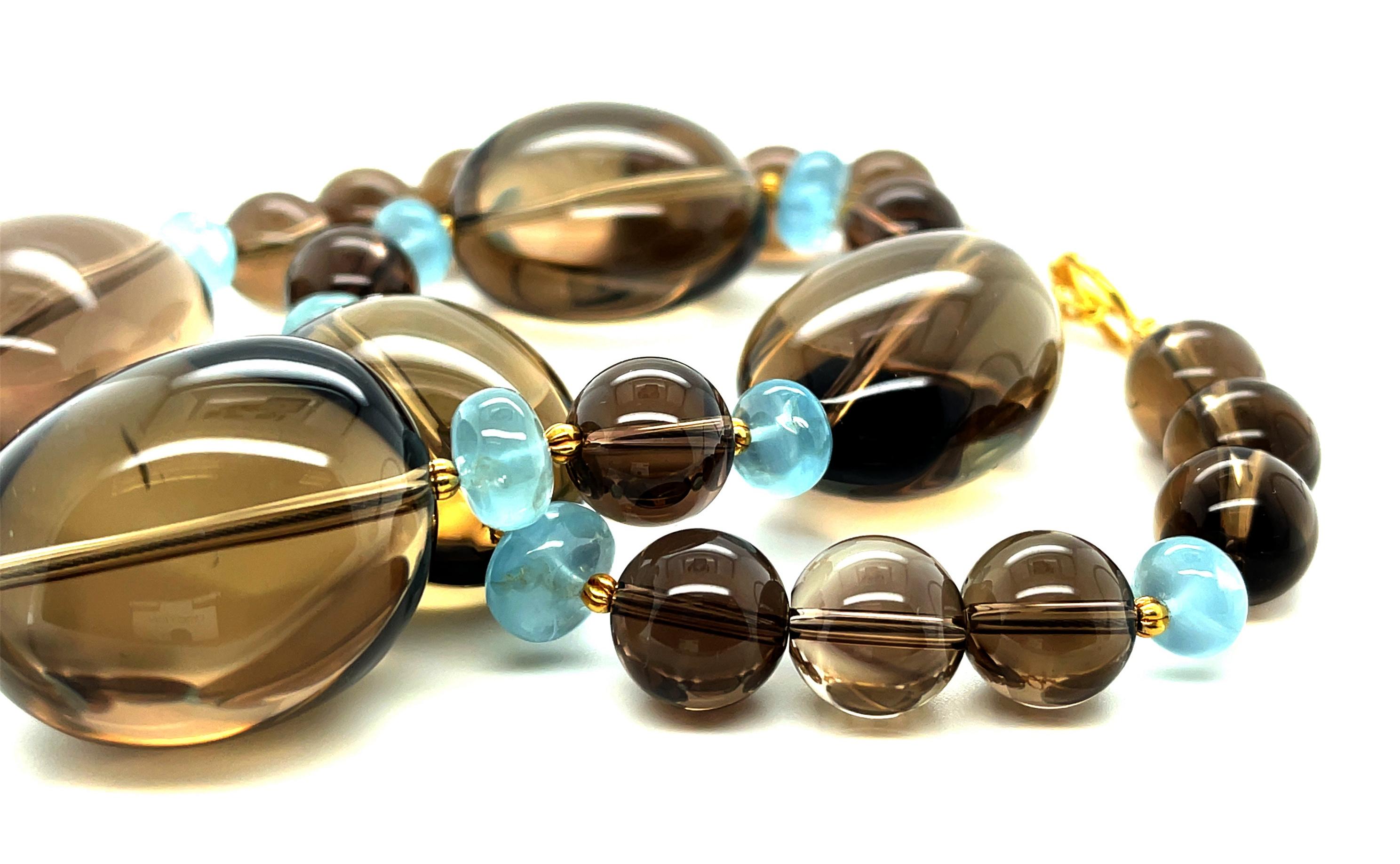 smoky quartz bead necklace