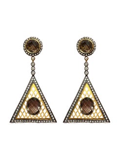 Smoky Quartz and Diamonds Geometrical Paradizia Earrings E2710