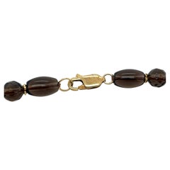 Smoky Quartz Beaded Pendant Necklace – 16", 14ct Clasp